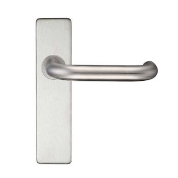 Satin Stainless Steel RTD Lever on a Short Latch Cover Plate- ZCS42SS Satin Stainless Steel RTD Lever on a Short Latch Cover Plate- ZCS42SS