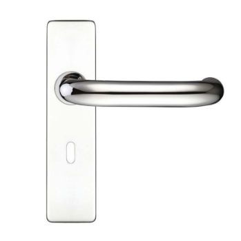 Polished Stainless Steel RTD Lever on a Short Lock Cover Plate- ZCS41PS  Polished Stainless Steel RTD Lever on a Short Lock Cover Plate- ZCS41PS