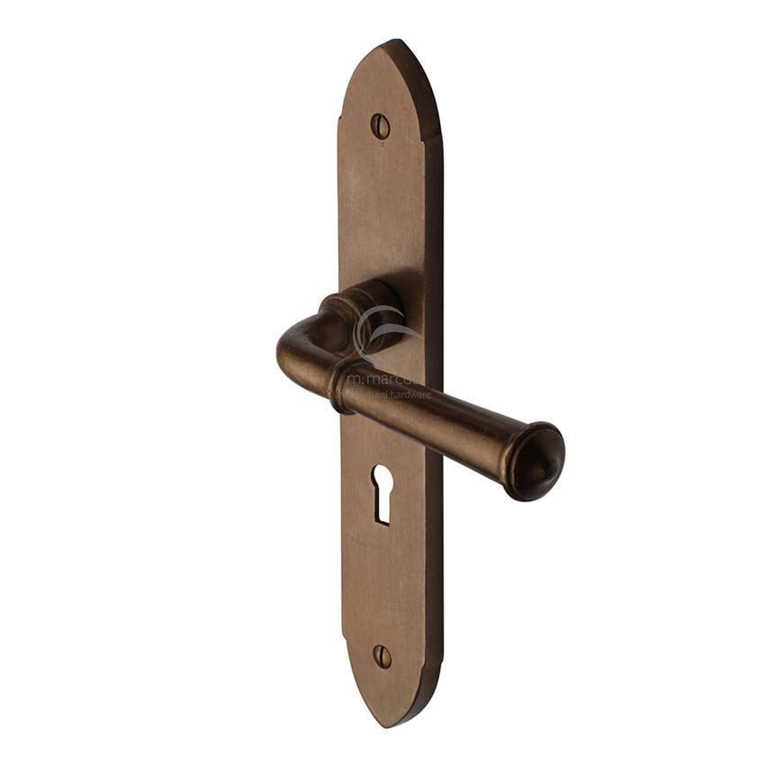 Solid Rustic Bronze Hadley Lock Handle - RBL4700