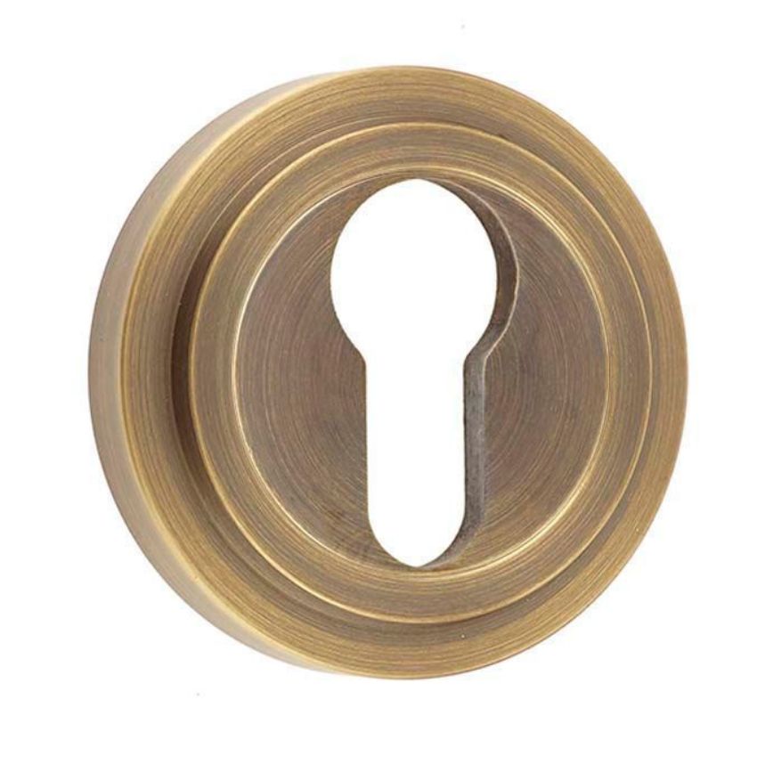 Burlington Euro Profile Escutcheon with a Stepped Rose - Antique Brass- BUR61AB BUR73AB