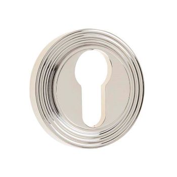 Burlington Euro Profile Escutcheon with a Reeded Rose - Polished Nickel - BUR61PN BUR74PN Burlington Euro Profile Escutcheon with a Reeded Rose - Polished Nickel - BUR61PN BUR74PN