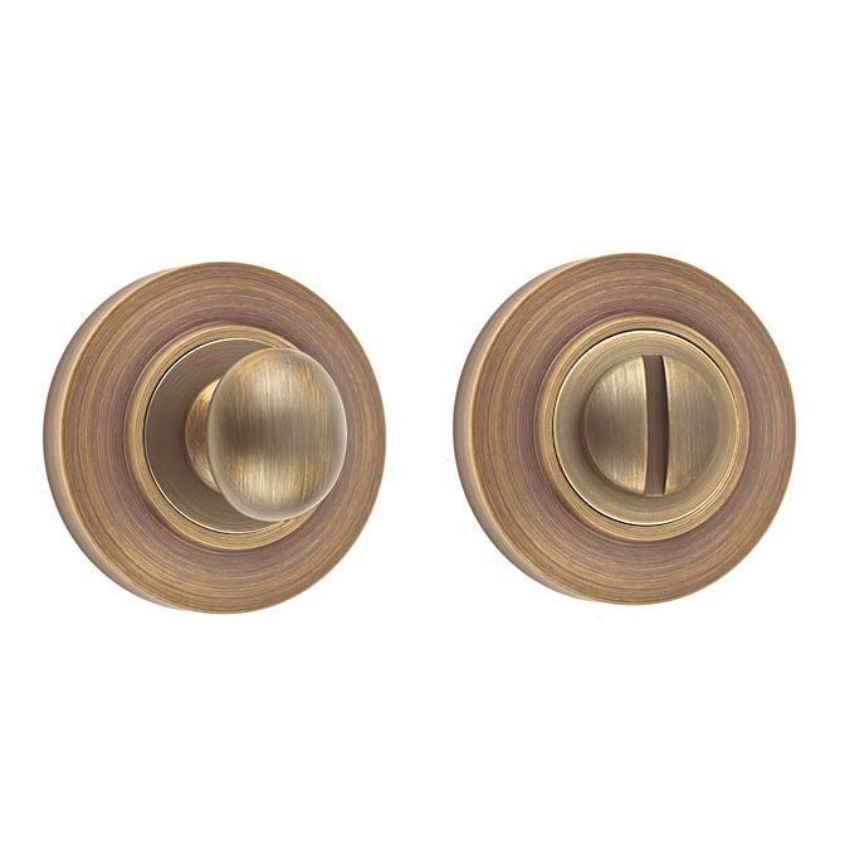 Burlington Turn and Release with Chamfered Rose- Antique Brass- BUR80AB BUR51AB