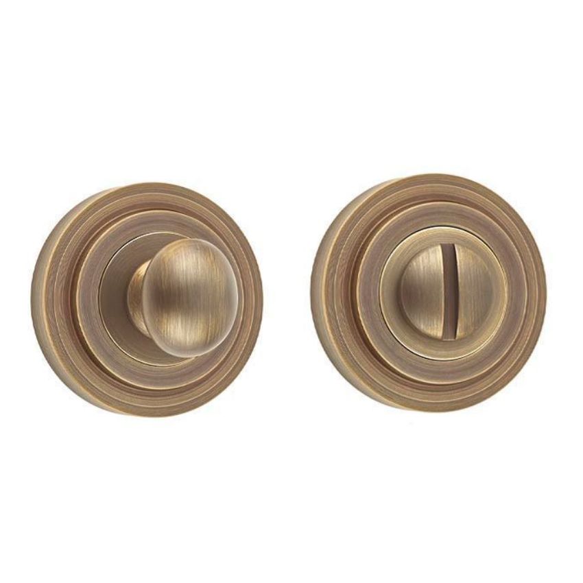 Burlington Turn and Release with Stepped Rose- Antique Brass- BUR80AB BUR52AB