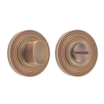 Burlington Square Turn and Release with Reeded Rose- Antique Brass- BUR81AB BUR53AB Burlington Square Turn and Release with Reeded Rose- Antique Brass- BUR81AB BUR53AB