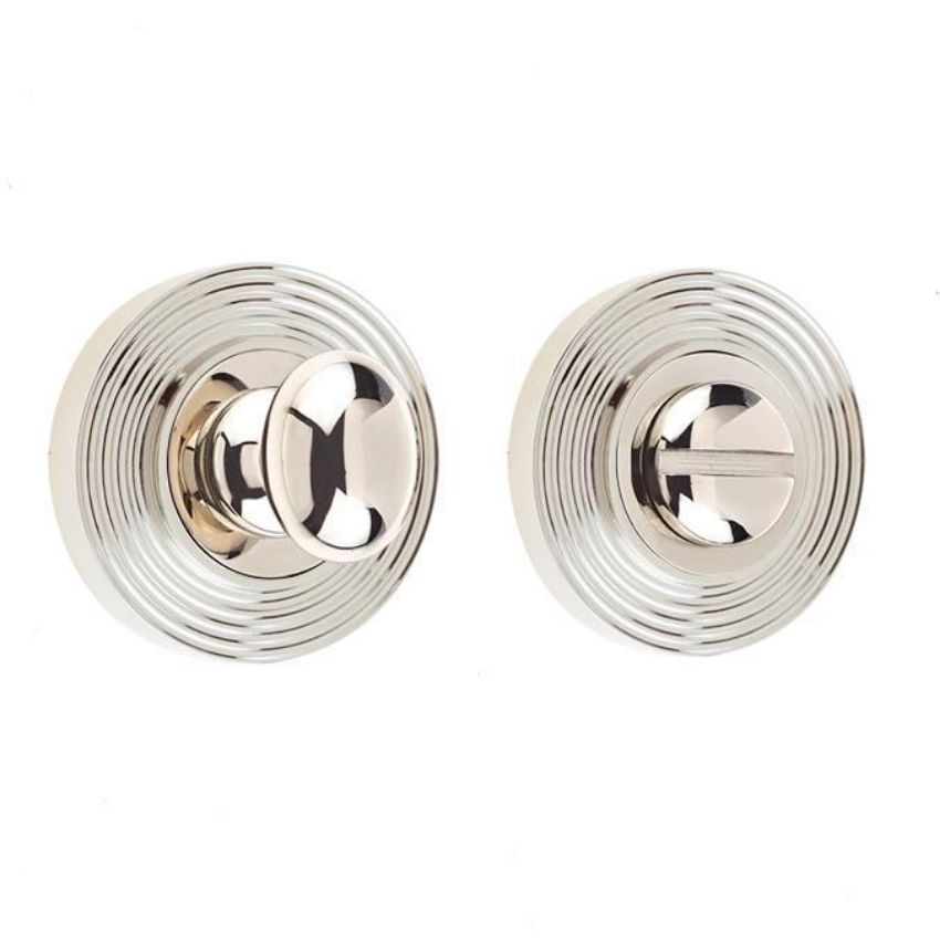 Burlington Turn and Release with Reeded Rose- Polished Nickel- BUR80PN BUR53PN 