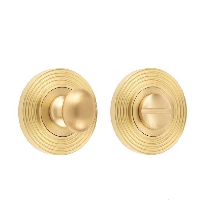 Burlington Turn and Release with Reeded Rose- Satin Brass- BUR80SB BUR53SB