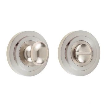Burlington Turn and Release with Stepped Rose- Satin Nickel- BUR80SN BUR52SN  Burlington Turn and Release with Stepped Rose- Satin Nickel- BUR80SN BUR52SN