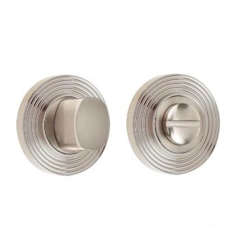 Burlington Square Turn and Release with Reeded Rose- Satin Nickel- BUR81SN BUR53SN