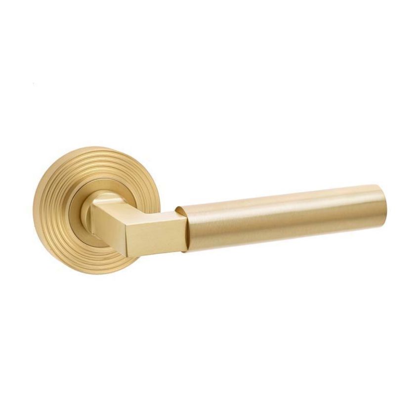 Westminster Lever on a Rose - Satin Brass - BUR30SB