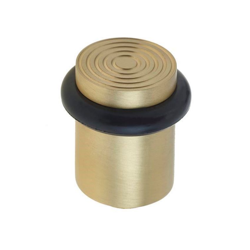 Reeded Floor Mounted Door Stop- Satin Brass - BUR963SB