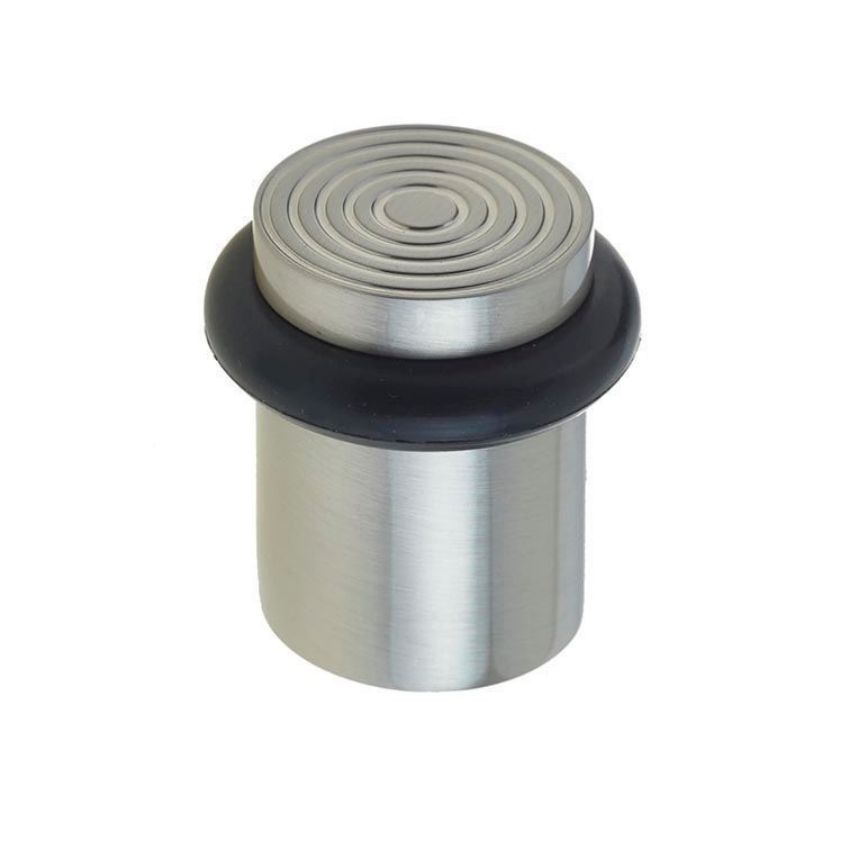 Reeded Floor Mounted Door Stop- Satin Nickel - BUR963SN 