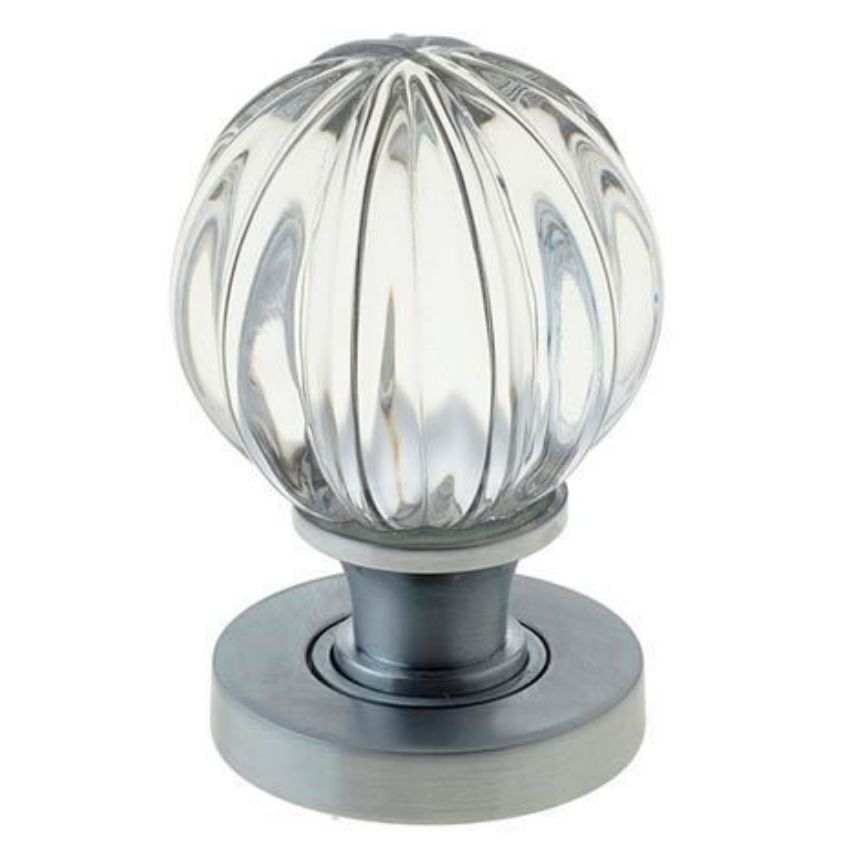 Pumpkin Glass Mortice Knob- Satin Chrome -JH5202SC 