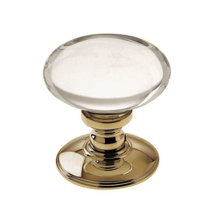Oval Glass Cupboard Knob- Polished Brass- JH1161PB