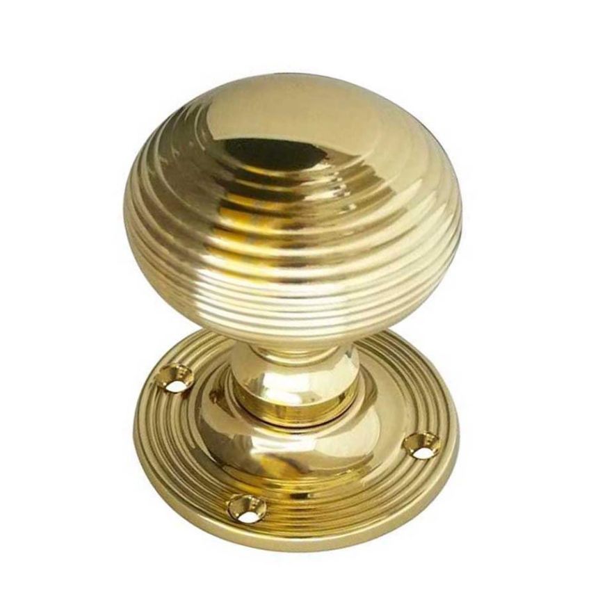 Jedo Reeded Mortice Knob- Polished Brass- JR6MPB