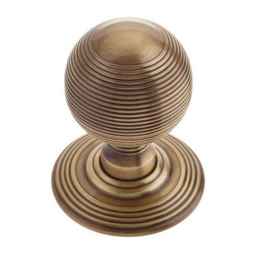 Jedo Reeded Mortice Knob- Antique Brass- JR8MAB