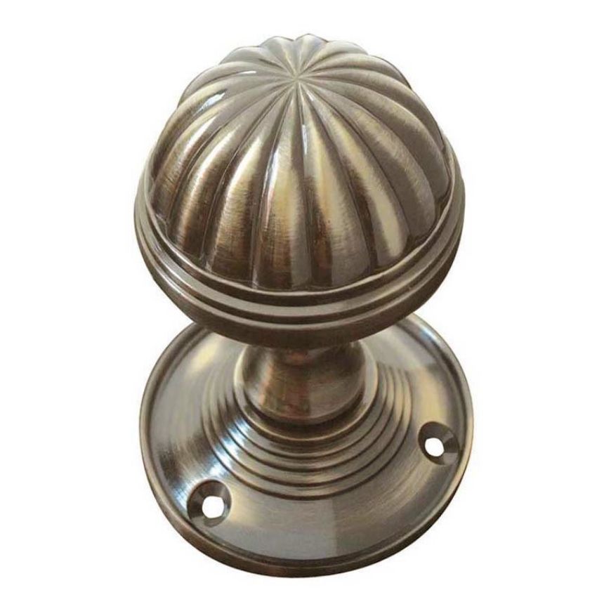 Jedo Fluted Mortice Knob- Antique Brass- JV183MAB