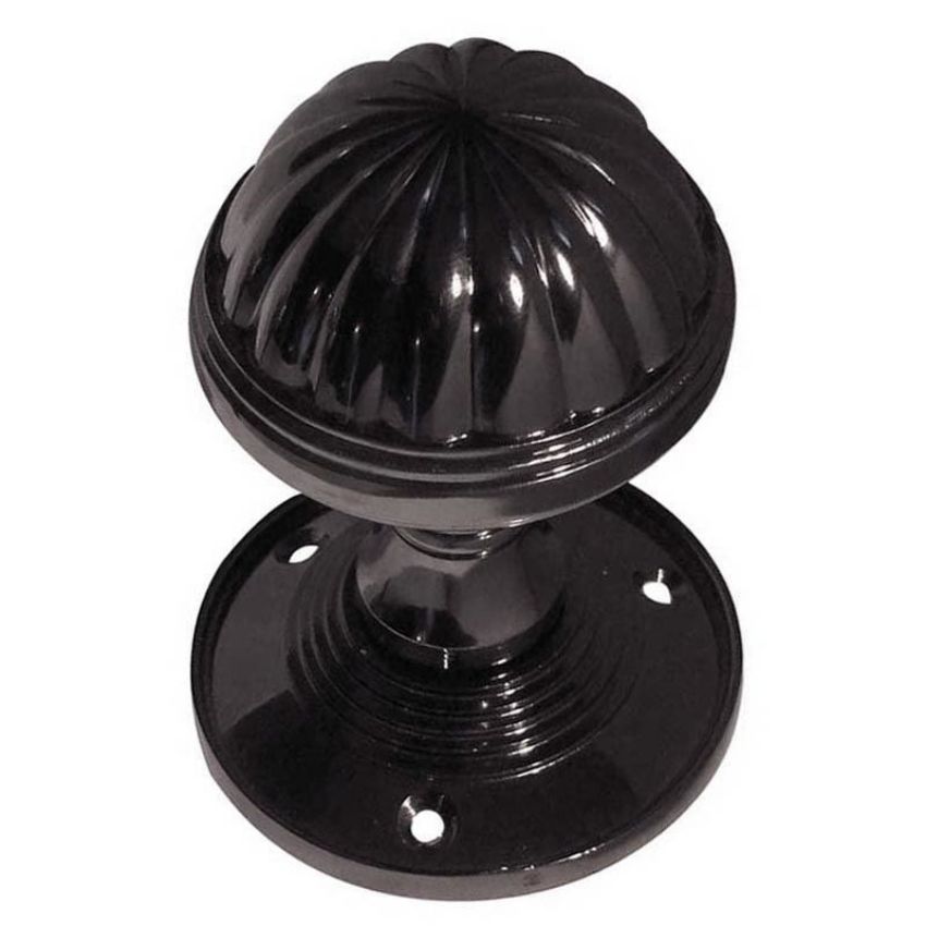 Jedo Fluted Mortice Knob- Polished Black Nickel- JV183MPBN