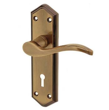 Jedo Paris Standard Lock Door Handle- Antique Brass- JV280AB  Jedo Paris Standard Lock Door Handle- Antique Brass- JV280AB