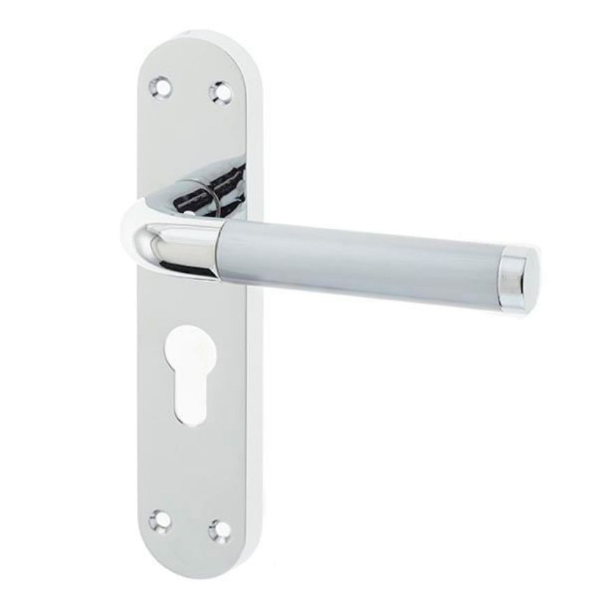 Jedo Twin Euro Lock Door Handle- Polished/Satin Chrome- JV431EPCSC