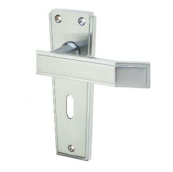 Jedo Deco Standard Lock Door Handle- Satin Chrome- JV253SC Jedo Deco Standard Lock Door Handle- Satin Chrome- JV253SC