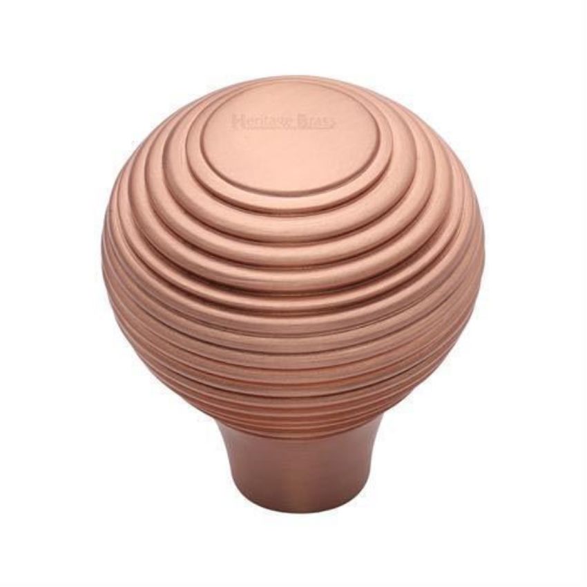 Reeded Cabinet Knob in a Satin Rose Gold Finish - V974-SRG