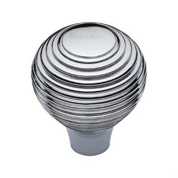 Reeded Cabinet Knob in a Polished Chrome Finish - V974-PC  Reeded Cabinet Knob in a Polished Chrome Finish - V974-PC