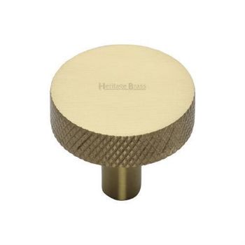 Disc Knurled Design Cabinet Knob in Satin Brass Finish - C3884-SB  Disc Knurled Design Cabinet Knob in Satin Brass Finish - C3884-SB