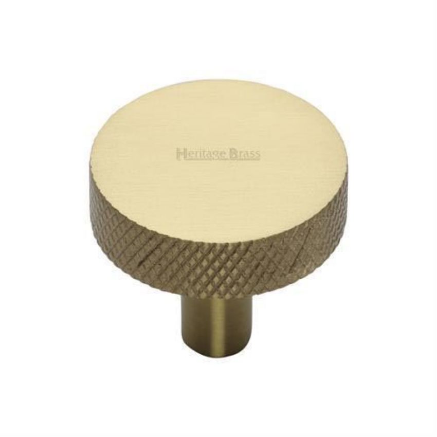 Disc Knurled Design Cabinet Knob in Satin Brass Finish - C3884-SB 