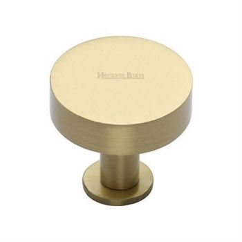 Disc Design Cabinet Knob on a Base in Satin Brass Finish - C3885-SB Disc Design Cabinet Knob on a Base in Satin Brass Finish - C3885-SB