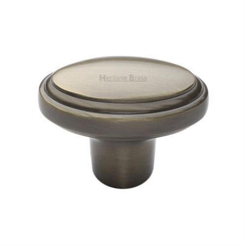 Stepped Oval Cabinet Knob in Antique Brass Finish - C3975-AT