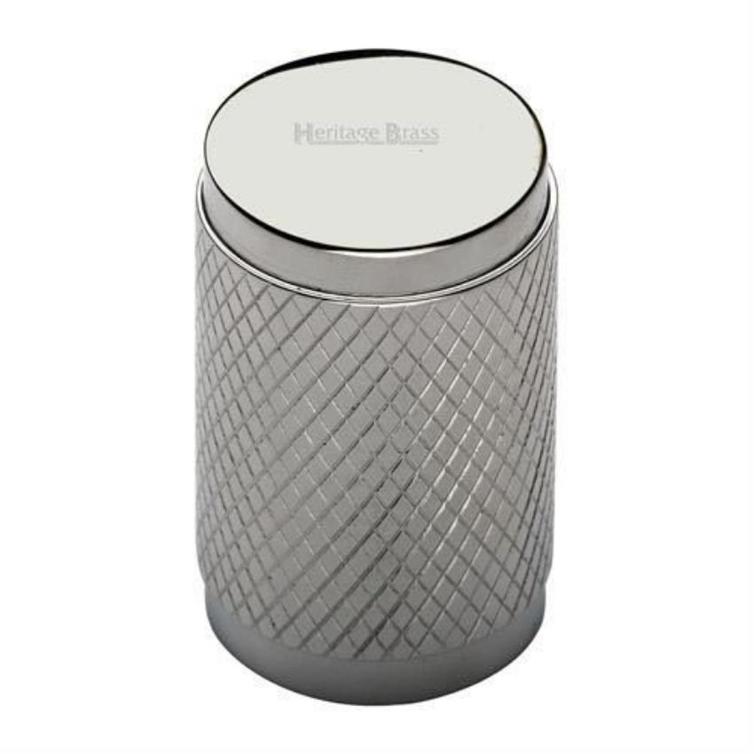 Cylindrical Knurled Cabinet Knob in Polished Nickel Finish - C3840-PNF