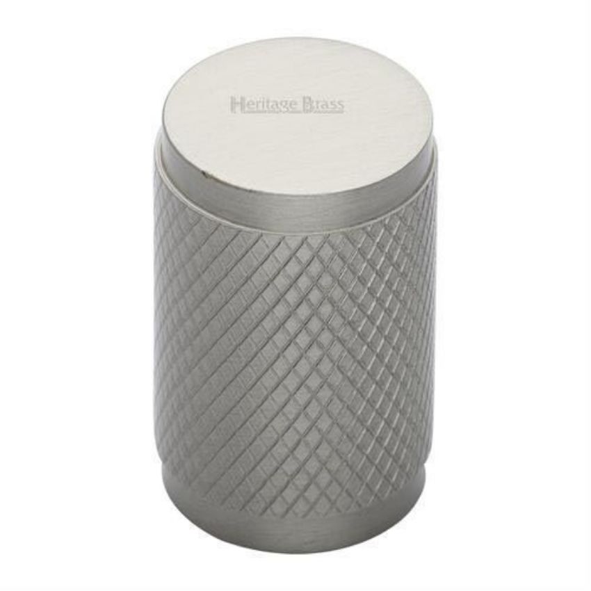 Cylindrical Knurled Cabinet Knob in Satin Nickel Finish - C3840-SN