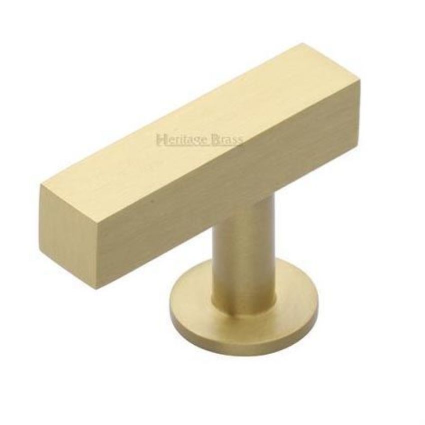 Offset Square Cabinet Knob in Satin Brass Finish - C4760 44-SB