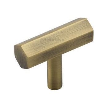 Hexagon Bar Cabinet Knob in Antique Brass Finish - C2235-AT Hexagon Bar Cabinet Knob in Antique Brass Finish - C2235-AT