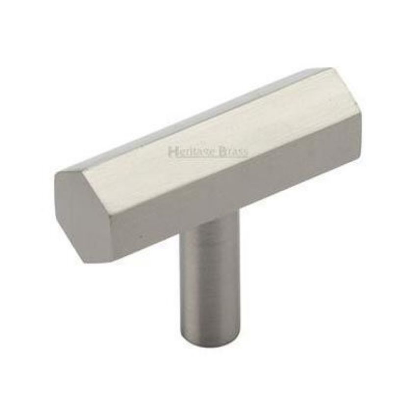 Hexagon Bar Cabinet Knob in Satin Nickel Finish - C2235-SN