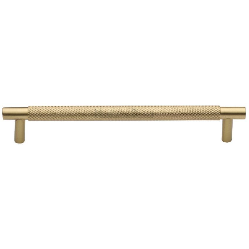Partial Knurled Cabinet Pull Handle in Satin Brass Finish - V4461-SB
