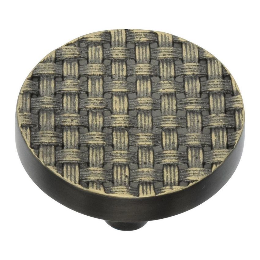 Round Weave Cabinet Knob in an Aged Brass Finish- C3675-AB 