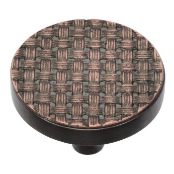 Round Weave Cabinet Knob in an Aged Copper Finish- C3675-AC Round Weave Cabinet Knob in an Aged Copper Finish- C3675-AC