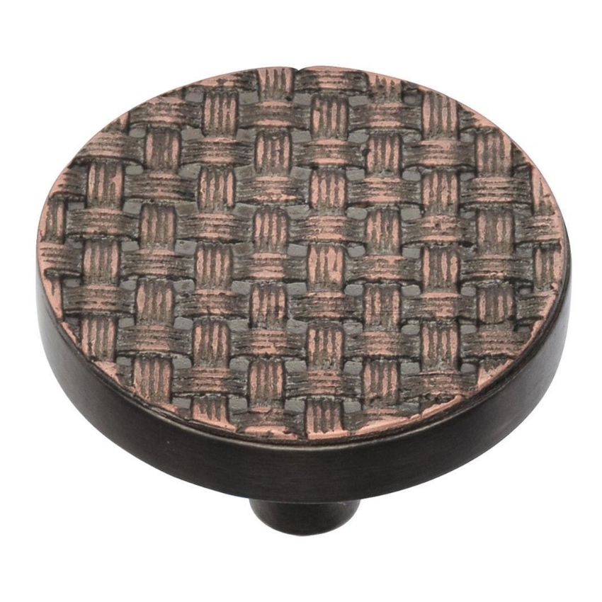 Round Weave Cabinet Knob in an Aged Copper Finish- C3675-AC