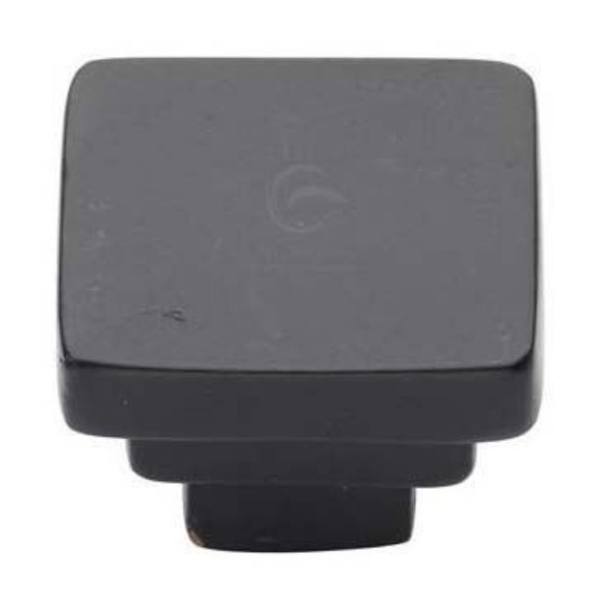 Matt Black Iron Square Stepped Cabinet Knob - FB3672