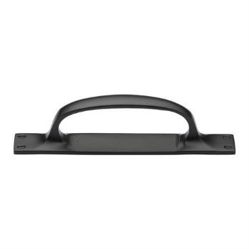 Smooth Black Iron Cabinet Pull Handle on a Plate - FB1142 Smooth Black Iron Cabinet Pull Handle on a Plate - FB1142