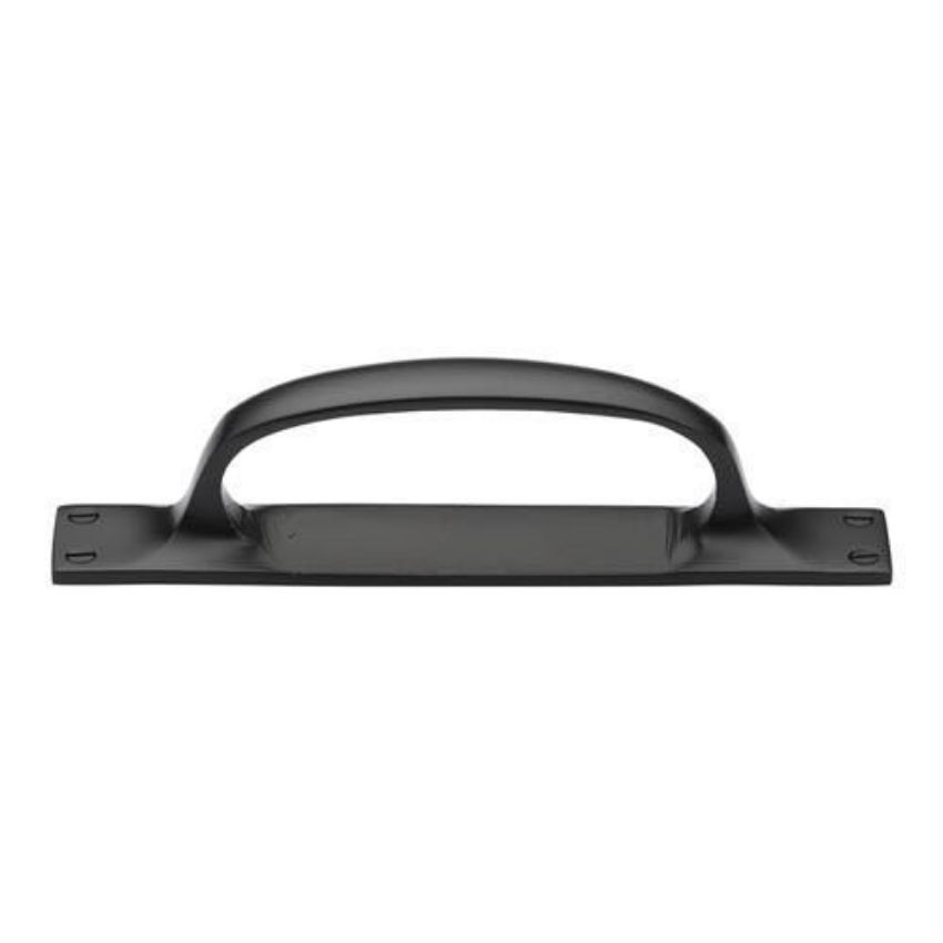 Smooth Black Iron Cabinet Pull Handle on a Plate - FB1142