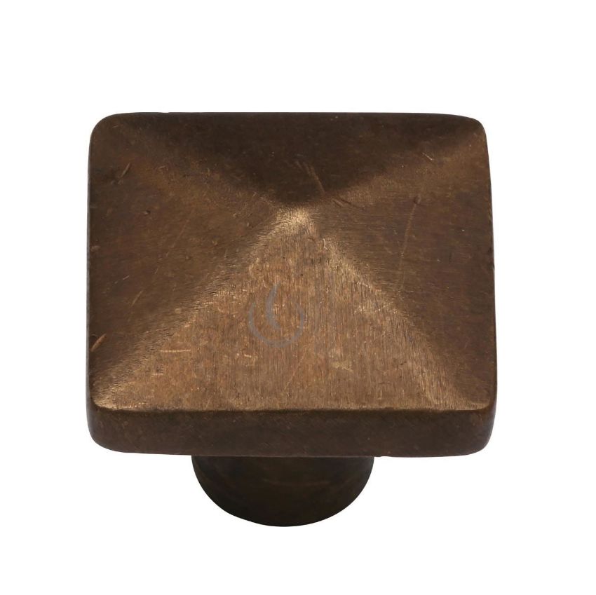 Square Pyramid Cabinet Knob in a Rustic Bronze Finish - RBL390