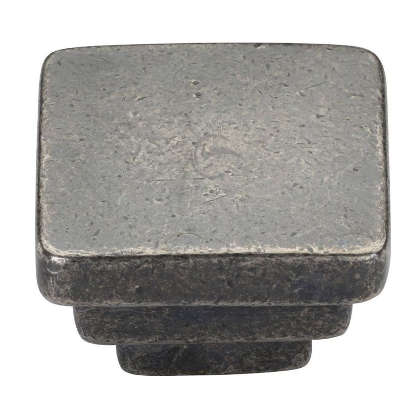 White Bronze Square Stepped Cabinet Knob - WM3672