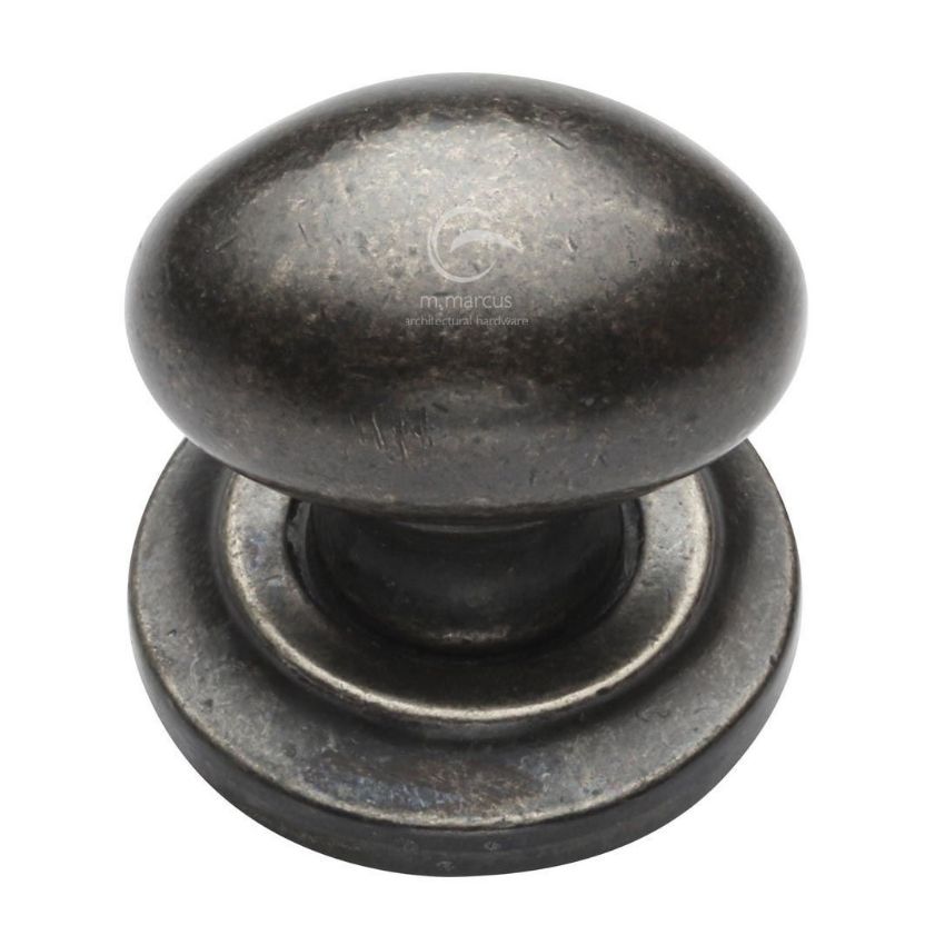 White Bronze Oval Cabinet Knob on a Round Rose - WM179 