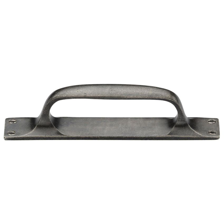White Bronze Cabinet Pull Handle on a Plate - WM1142