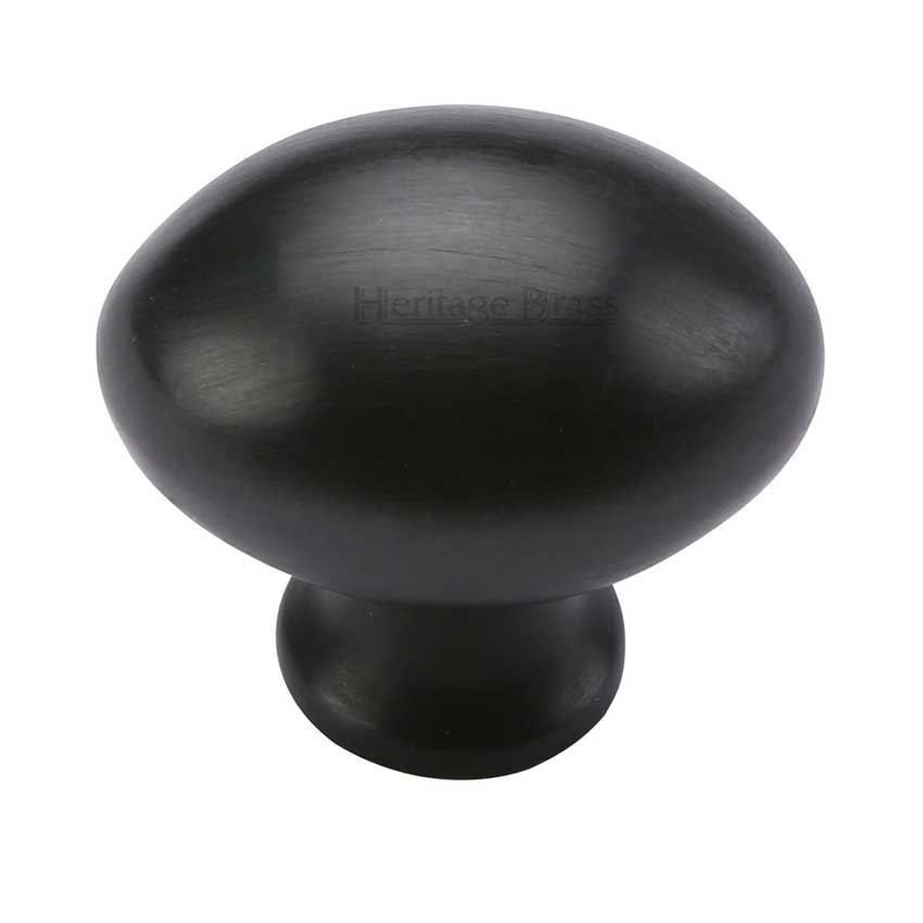 Oval Design Cabinet Knob in Black Finish - C114-BKMT