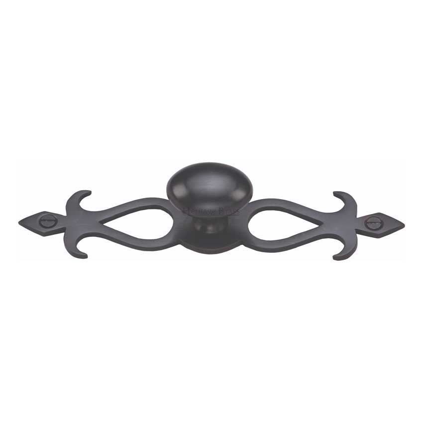 Oval Backplate Design Cabinet Knob in Black Finish - C3072-BKMT 