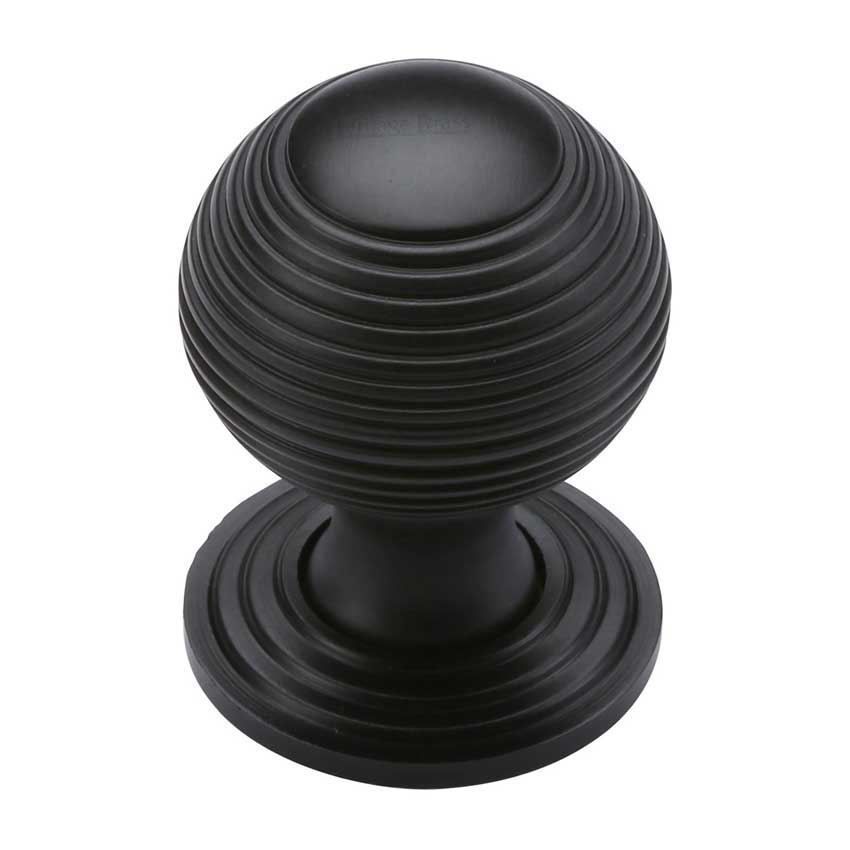 Reeded Design Cabinet Knob in Matt Black Finish - V973-BKMT