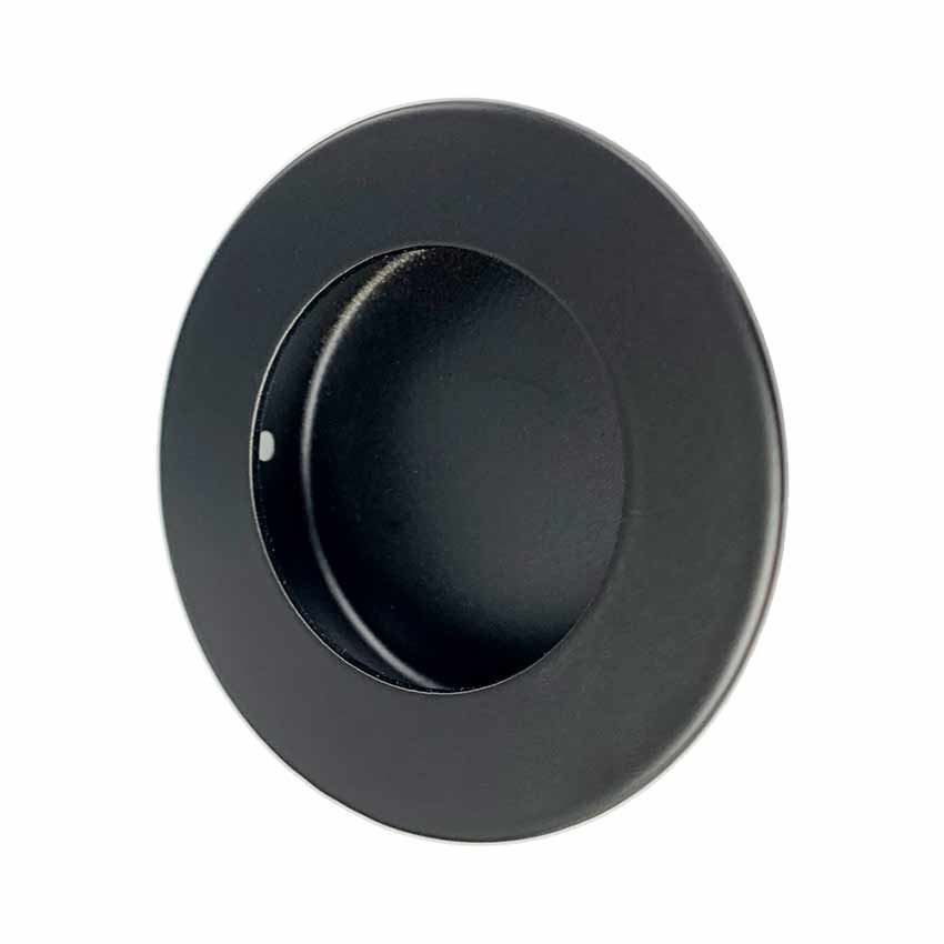 Matt Black Round Flush Pull Handle - MH005BLK